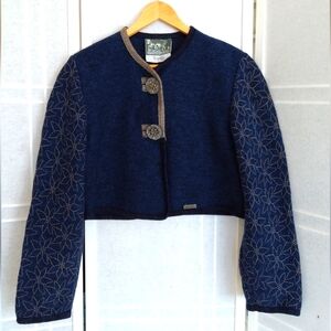 Wesenjak TIROL blue croped boiled wool jacket